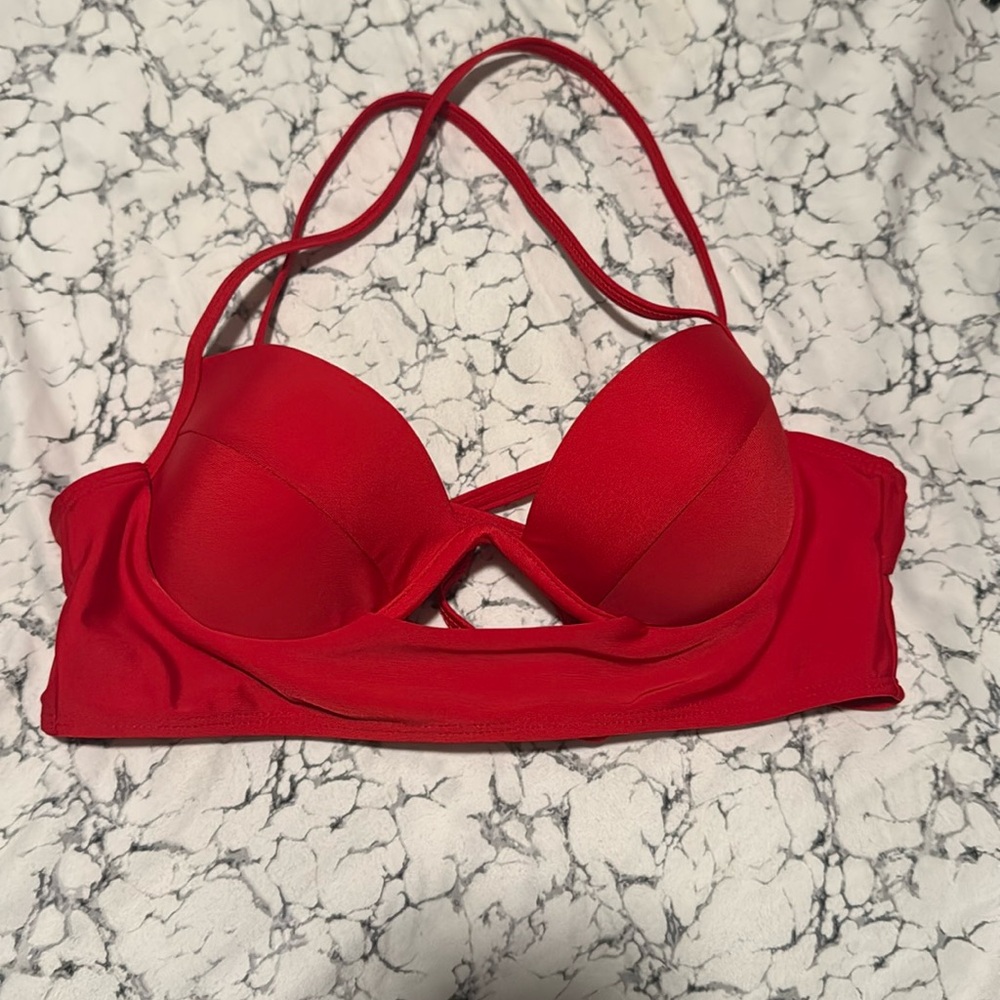 Red Cross Back Bikini Top